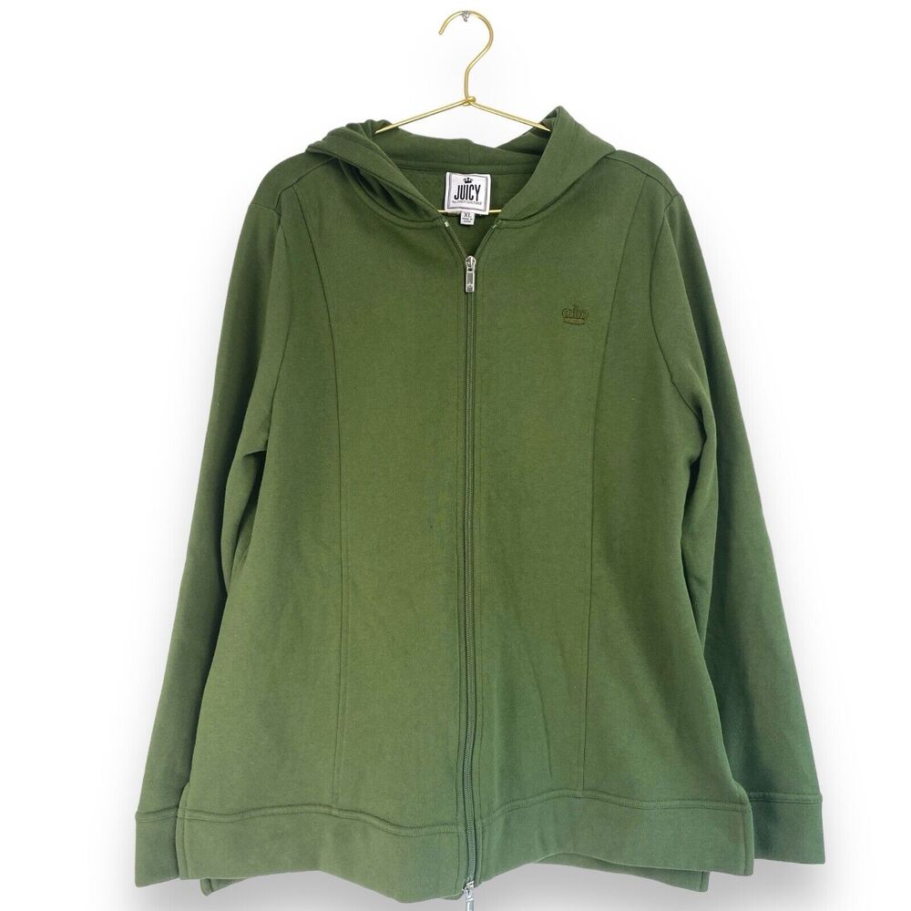 Juicy Couture Womens Size XL Green Zip Up Hooded Jacket 222 - Picture 2 of 7